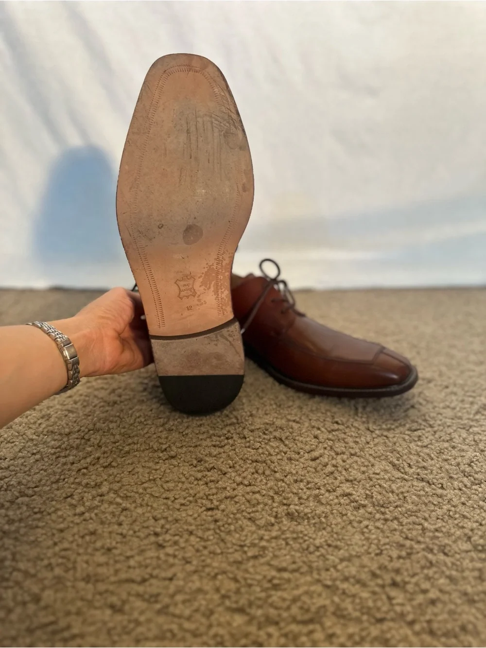 Pronto Uomo Men's Cognac Brown Leather Split Toe Derby Dress Shoes